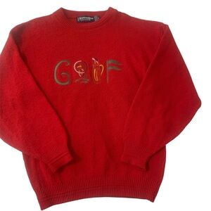 Vintage Scottish Isle Red Crewneck Men's Golf Sweater Sz Medium